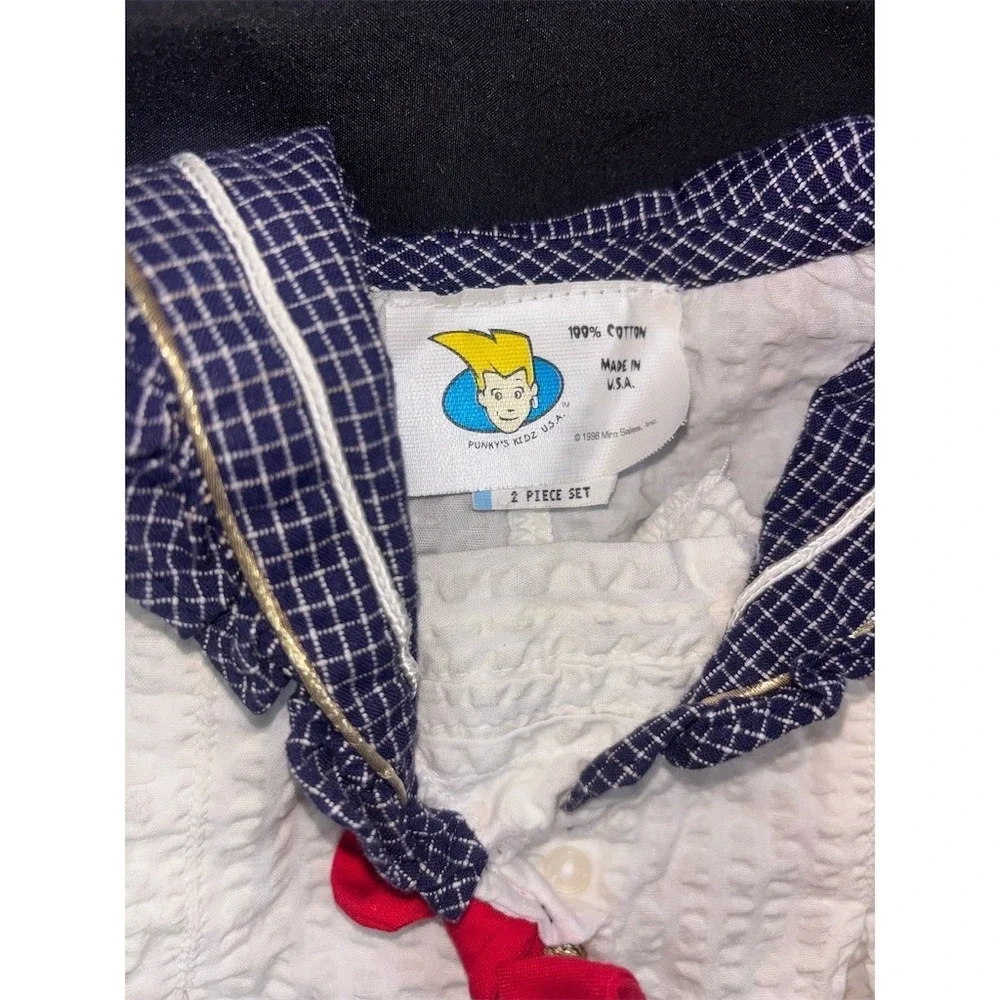 Punky's Kidz USA Baby Girls Sailor Romper & Booties 2-Piece Set seersucker 0-3M